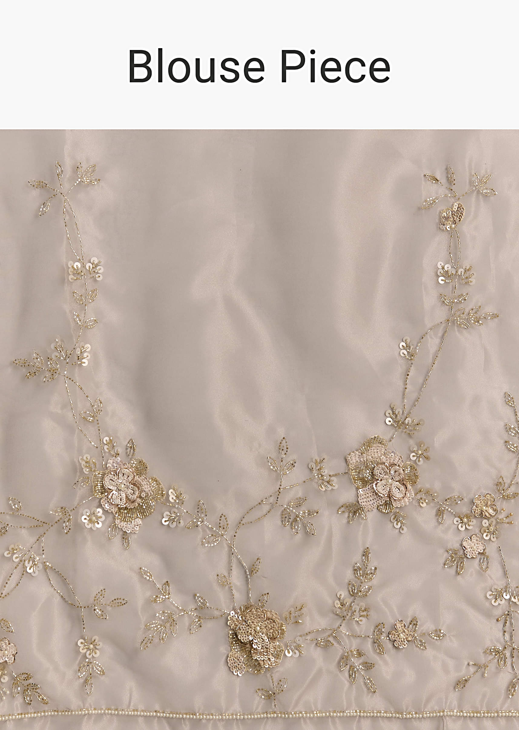 Beige Organza Embroidered Saree With Moti And Cutdana Work - Image 8