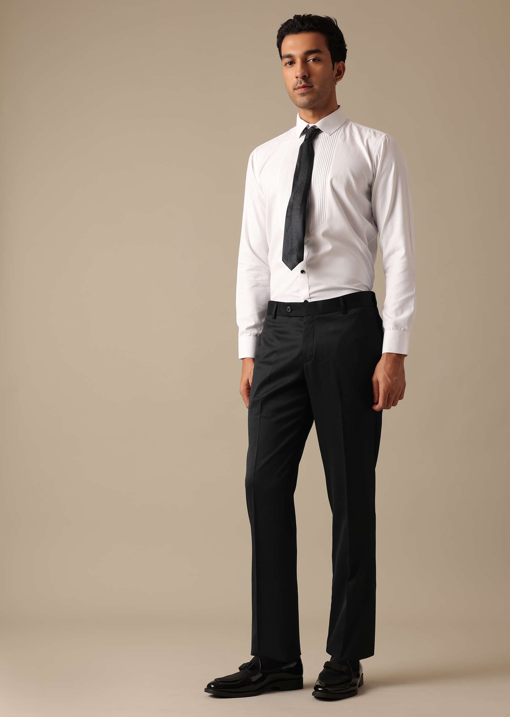 Black Blazer And Pant Set Tuxedo In Terry Rayon - Image 14
