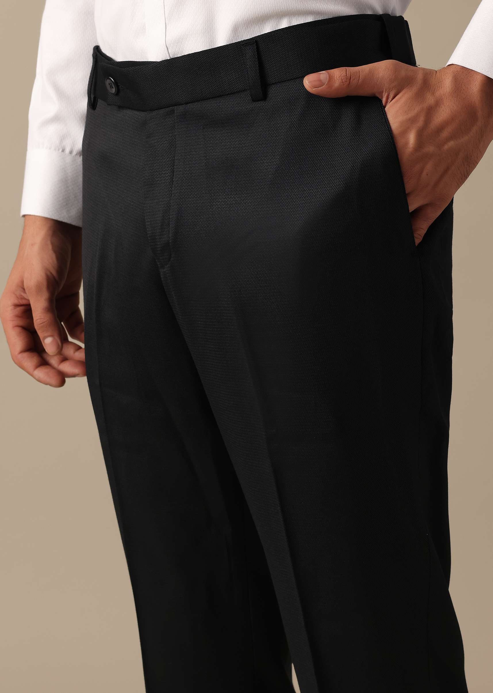 Black Blazer And Pant Set Tuxedo In Terry Rayon - Image 16