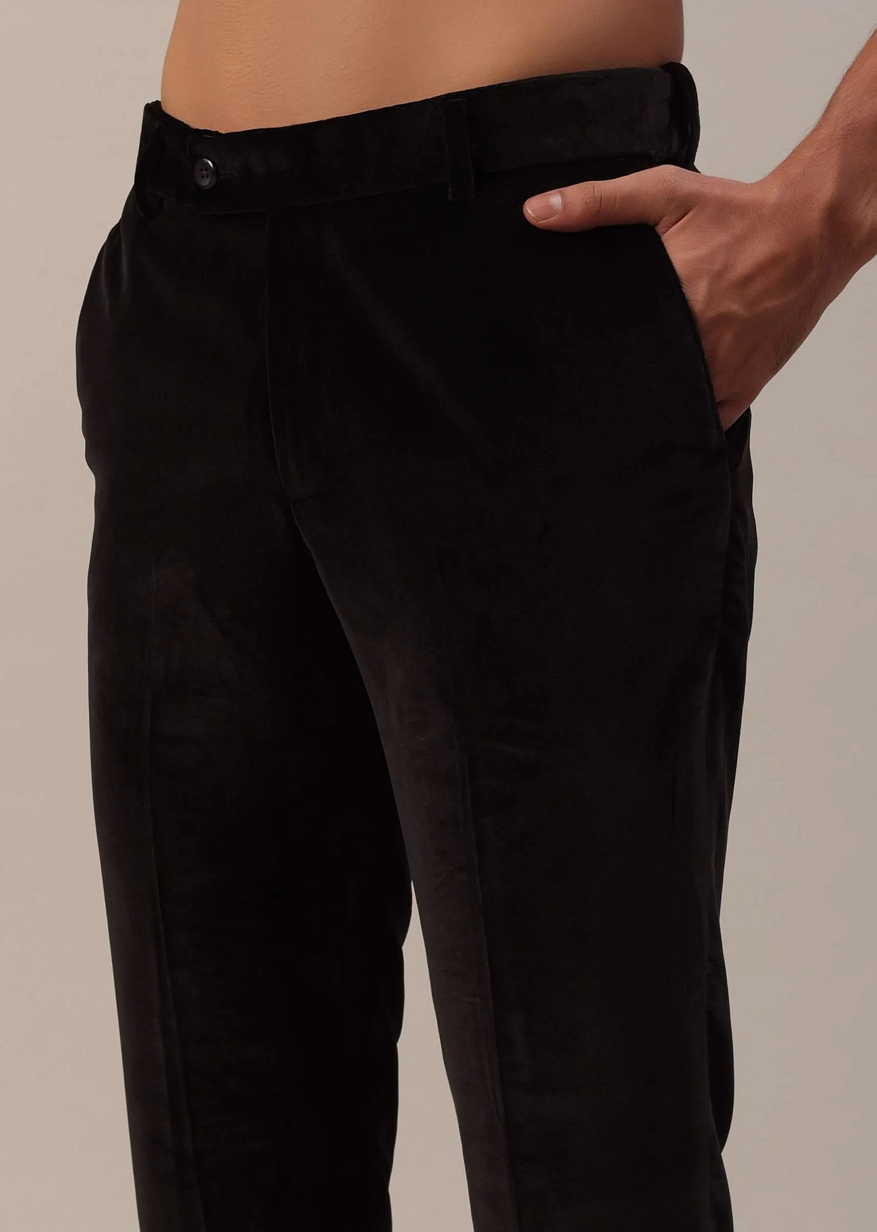 Black Crystal Handwork Tuxedo Set In Velvet - Image 8