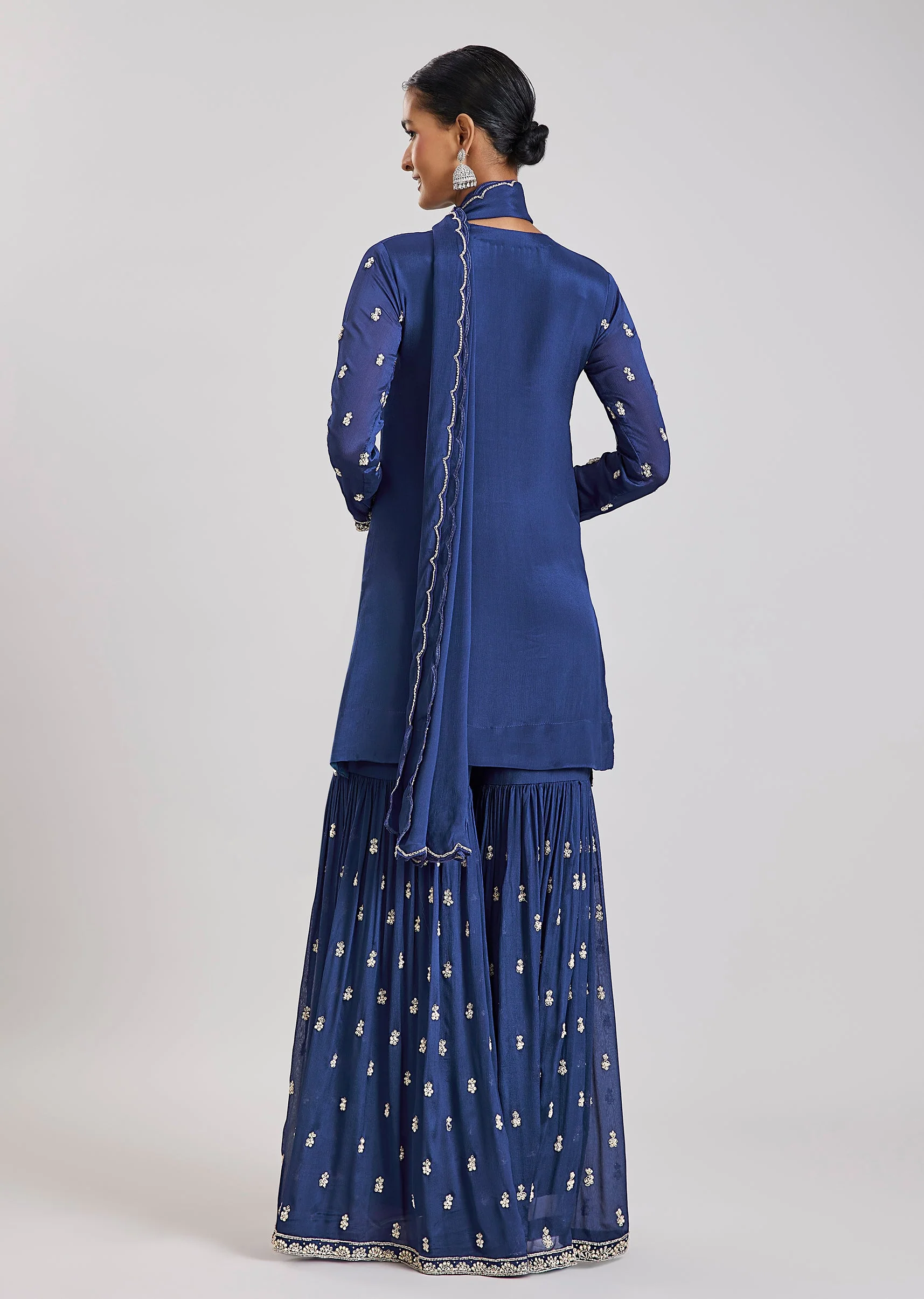 Blue Embroidered Sharara Set - Image 5