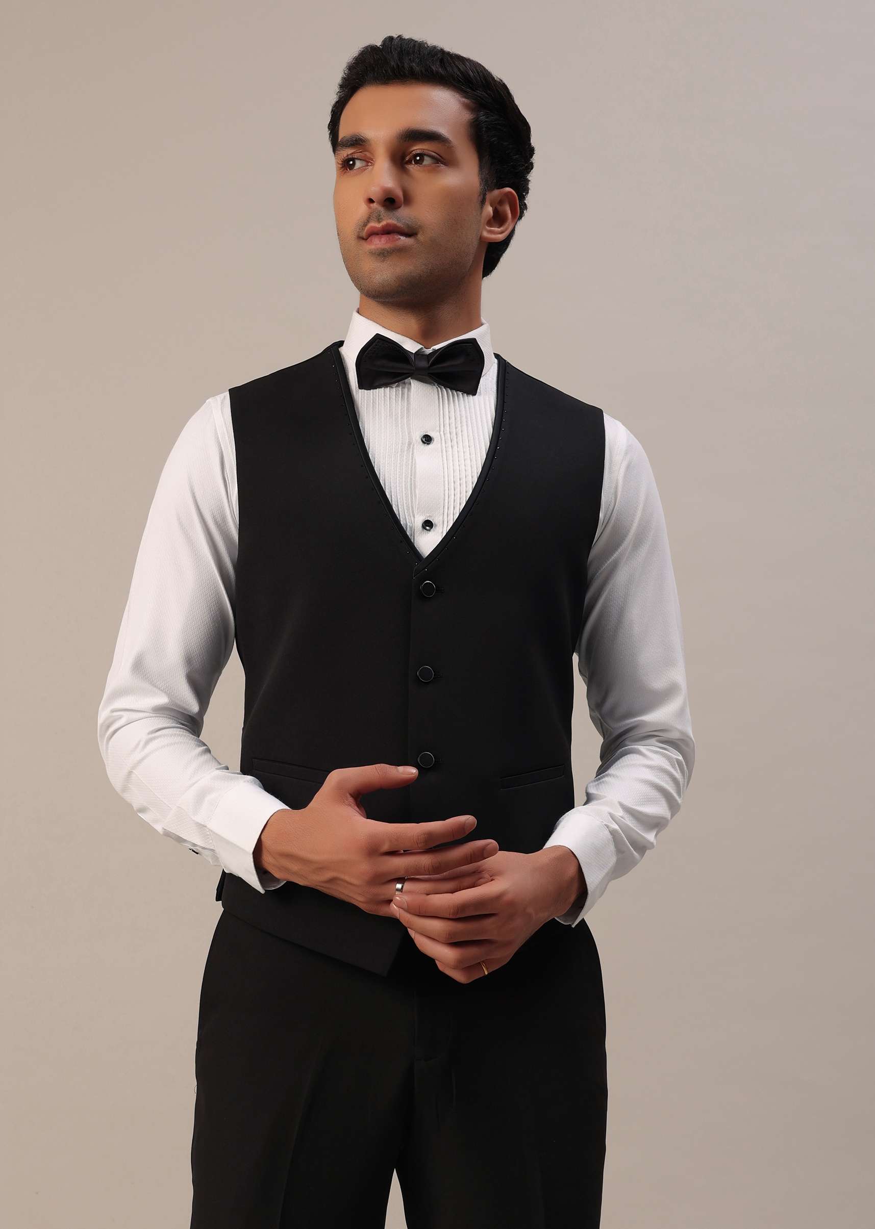 Bottle Green Crystal Studded Tuxedo Set In Polyester - Image 10
