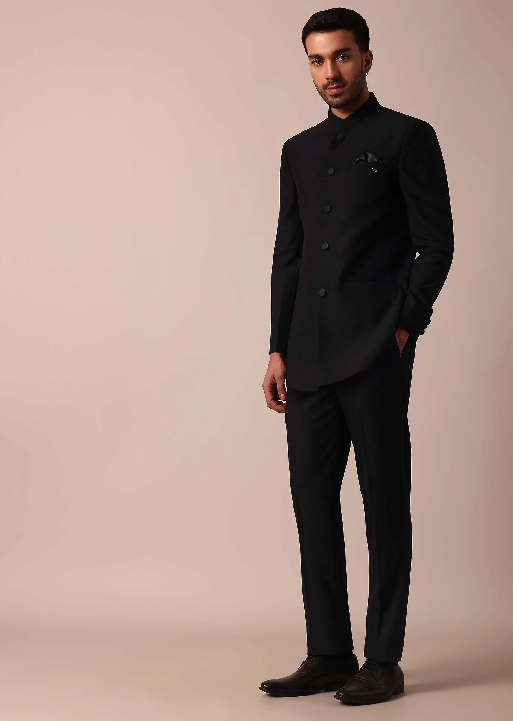 Classic Black Bandhgala Jodhpuri Sherwani - Image 5