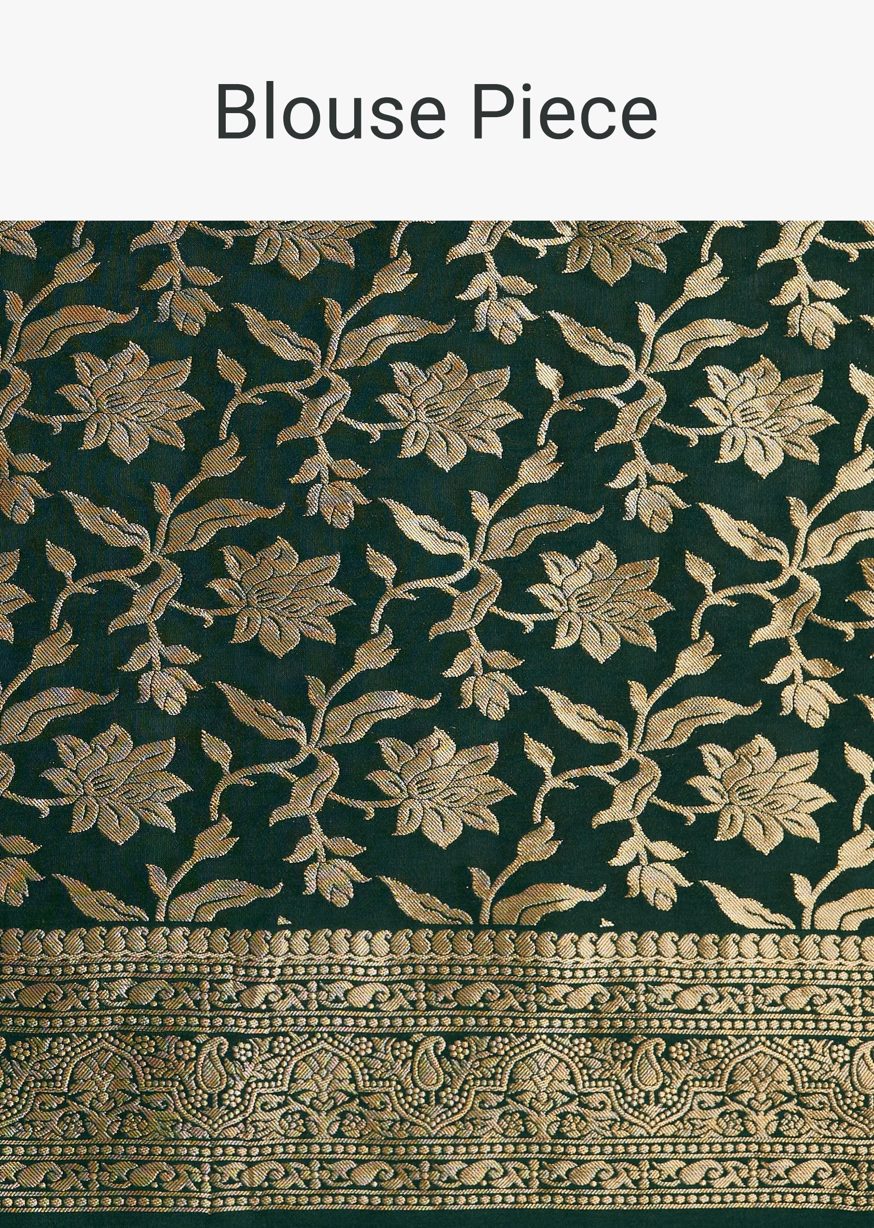 Dark Green Tissue Silk Saree With Zari Border Butti And Pallu - Image 10