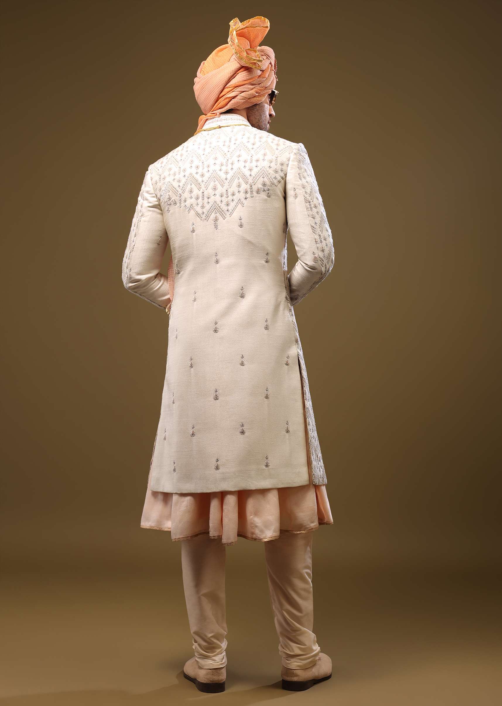 Silk Sherwani Set With Exquisite Embroidery - Image 5