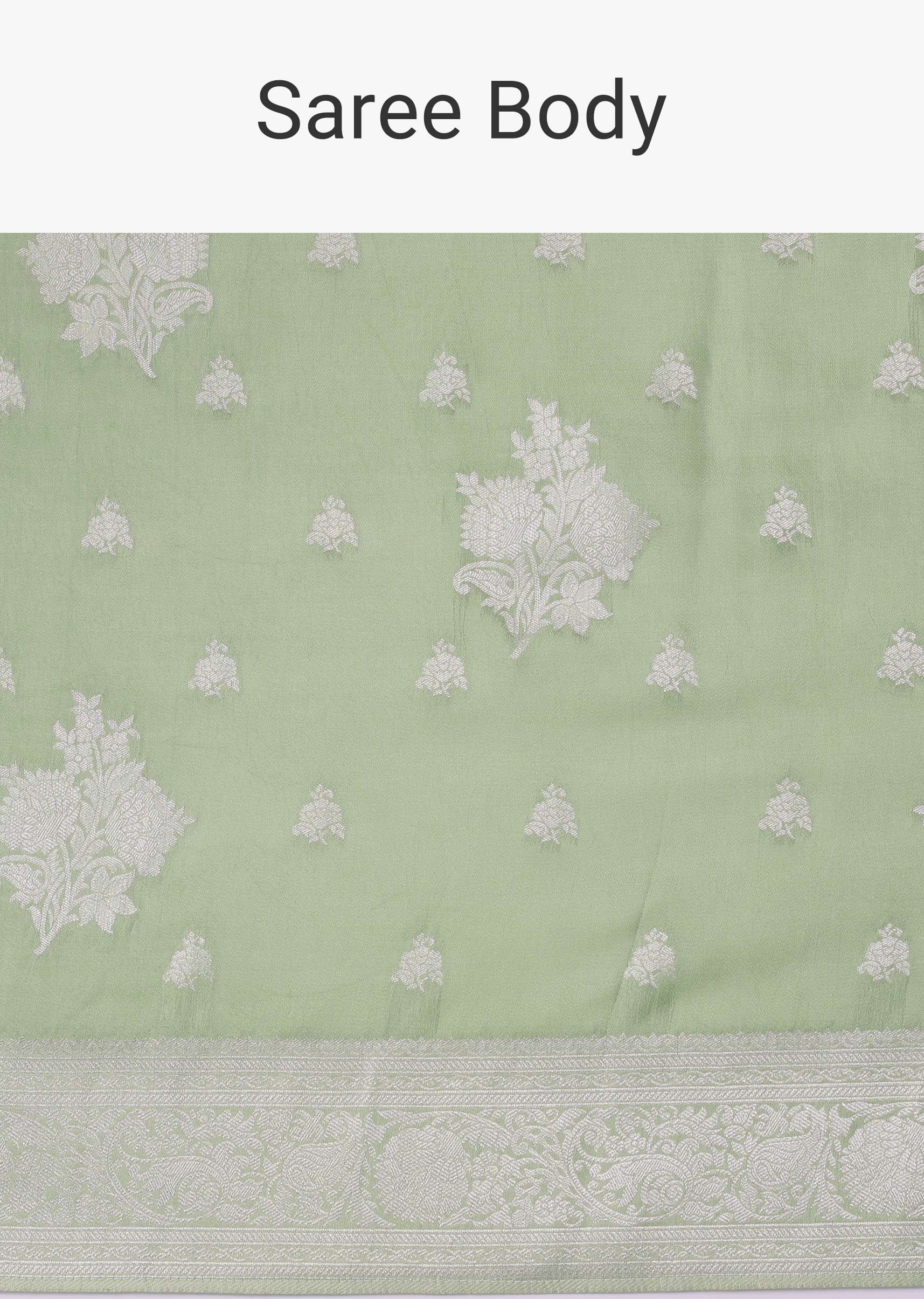 Forest Shade Green Woven Saree In Dola Silk And Silver Weave - Image 7