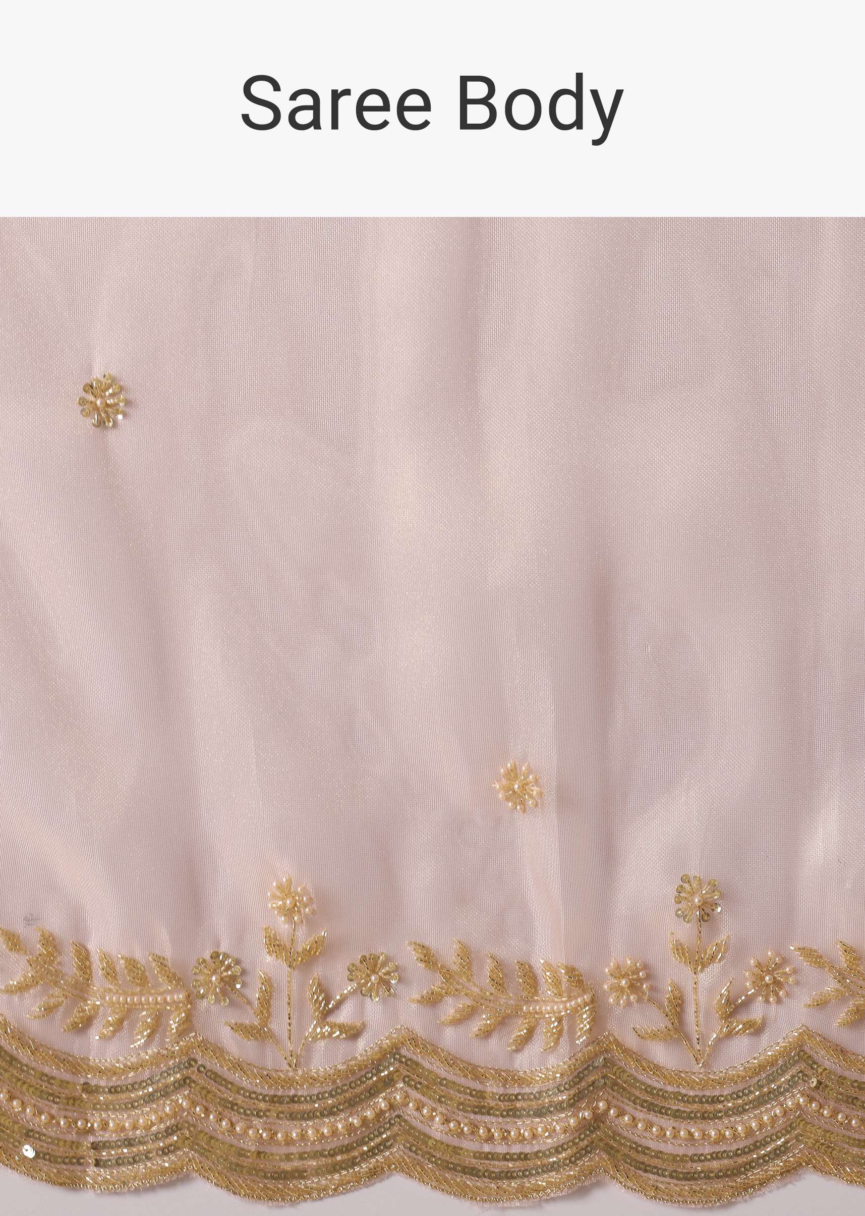 Peach Tissue Saree With Cut Dana Embroidered Borders - Image 9
