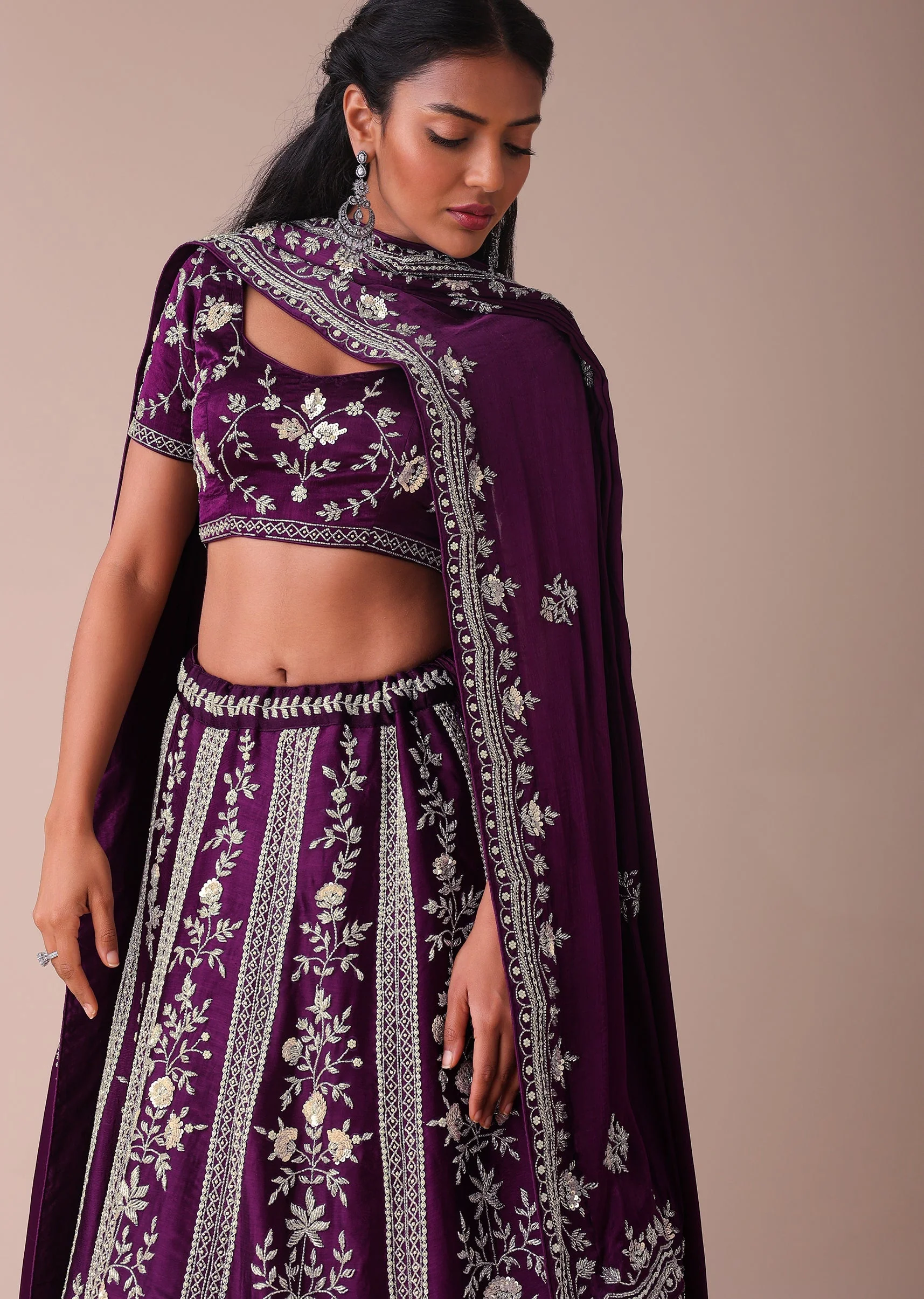 Mulberry Purple Lehenga With Handwork Embroidery - Image 4