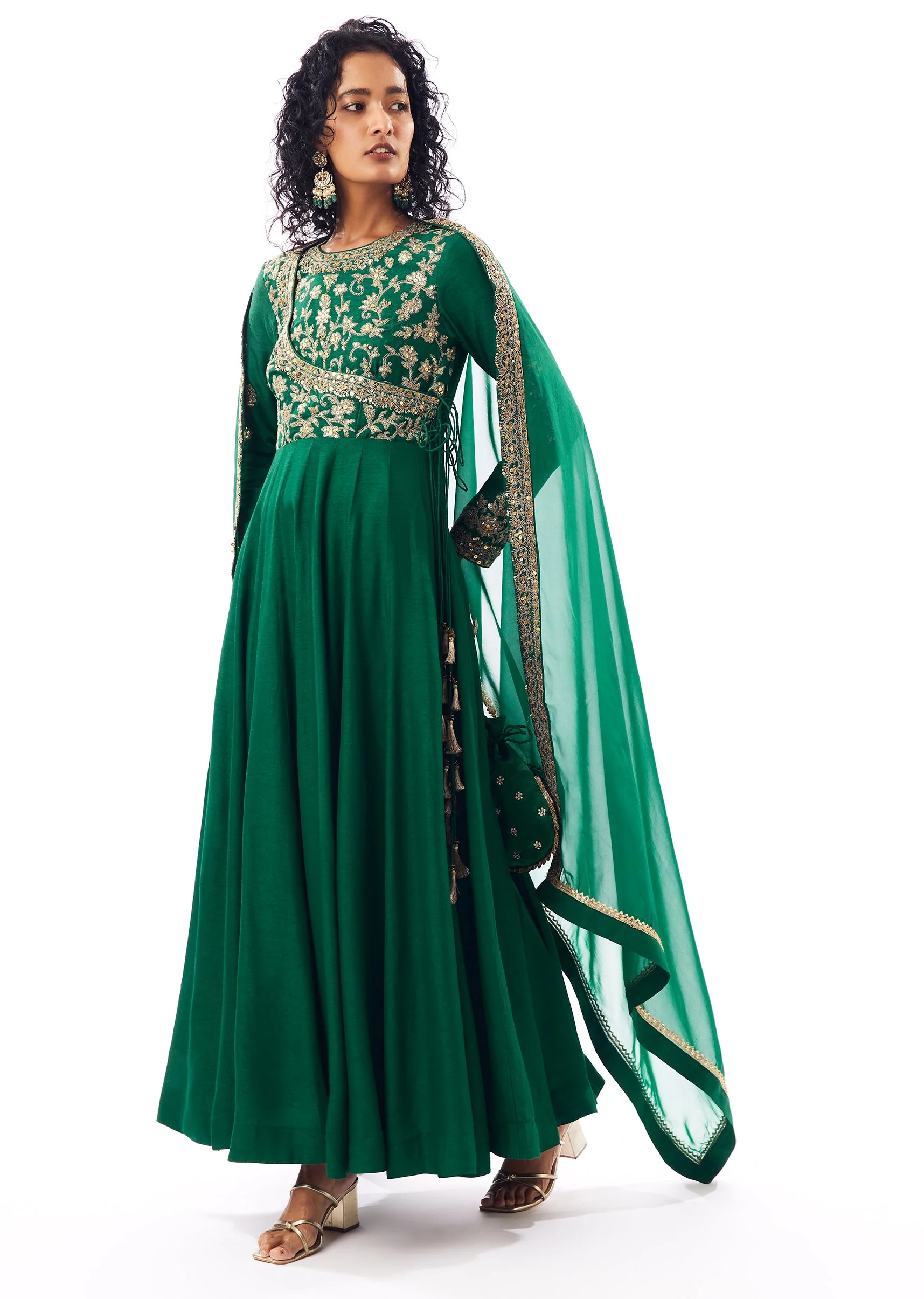 Green Angarkha Anarkali - Image 3