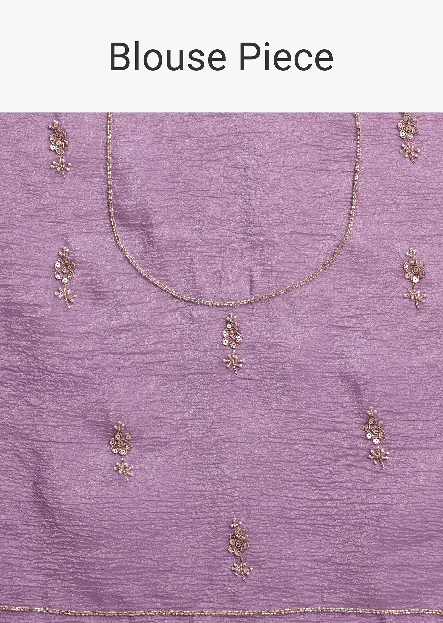 Lavender Crushed Tissue Saree With Moti And Cutdana Embroidered Border - Image 10