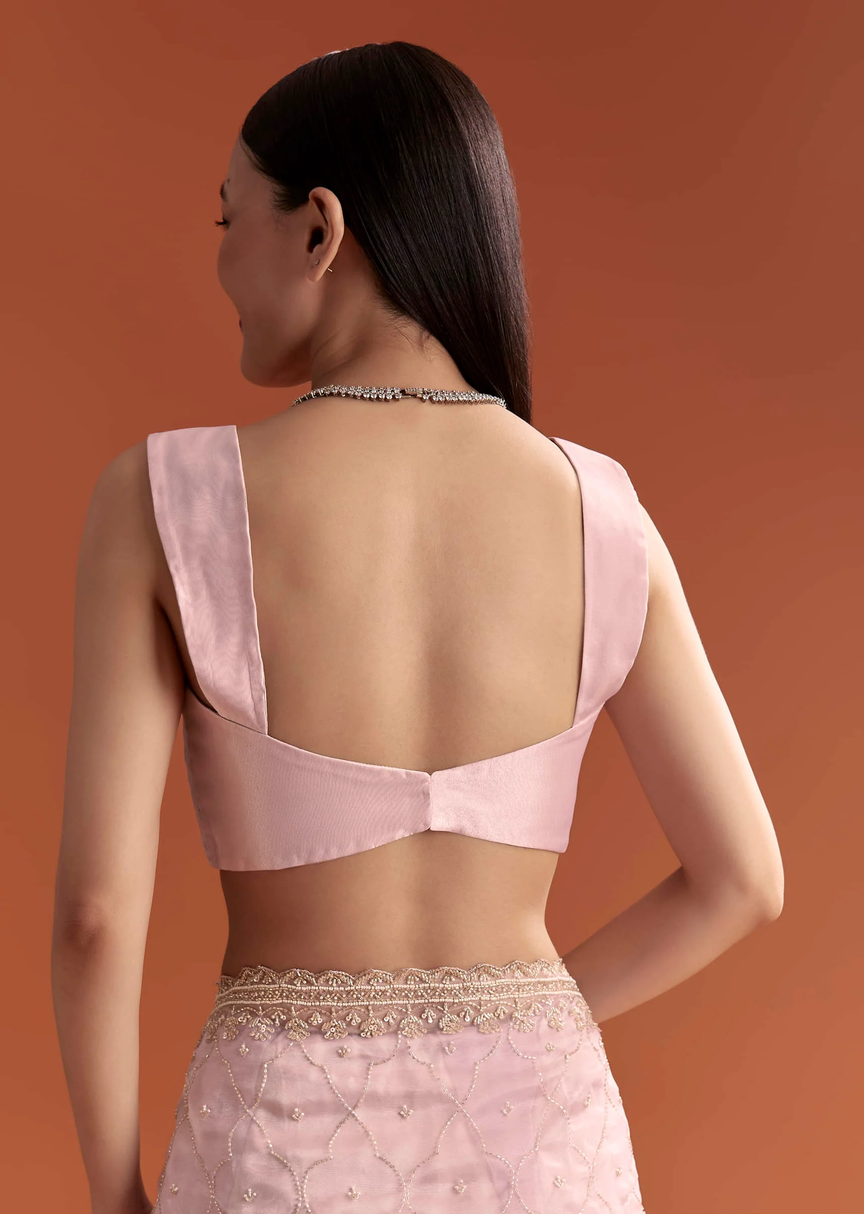 Lavender Organza Embroidered Saree With Jaal And Butti Work - Image 7
