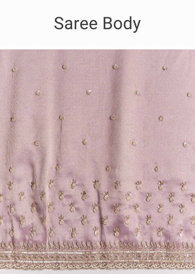 Lavender Tissue Saree With Cutdana Sequin And Bead Embroidery - Image 9