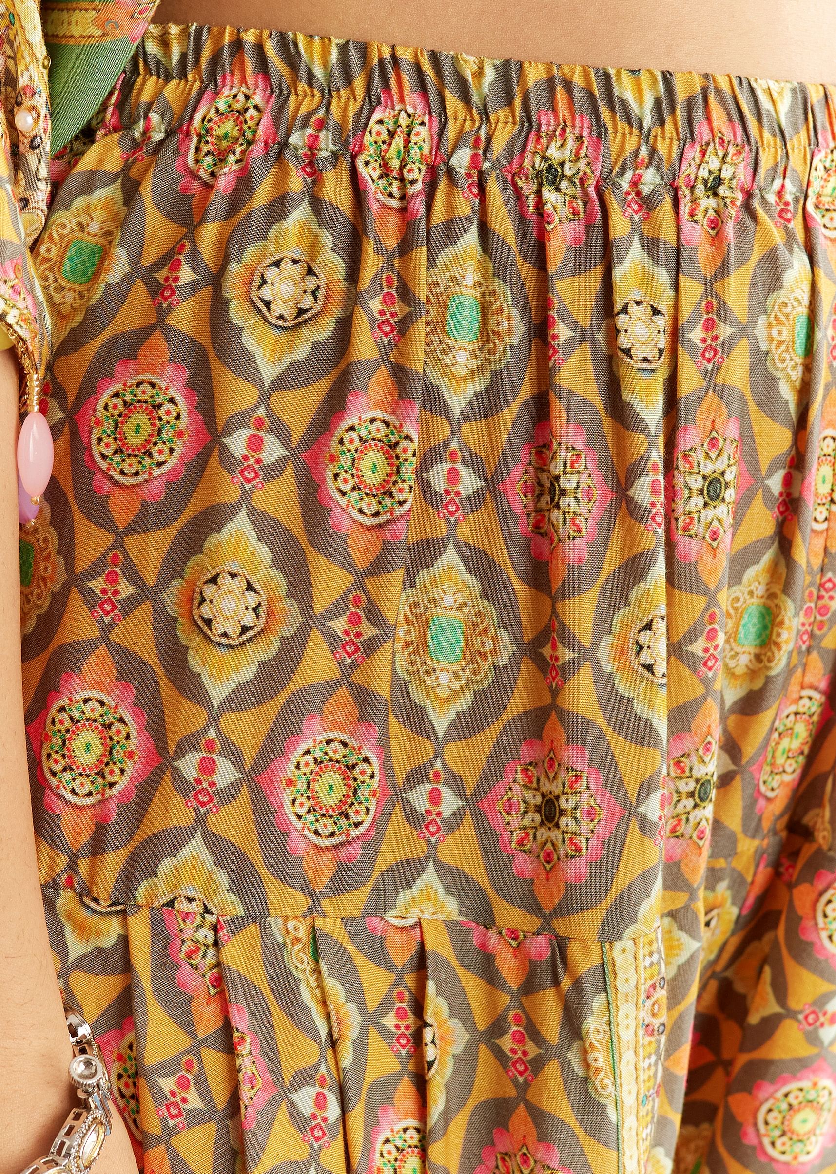 Light Aqua Green Cotton Muslin Kaftaan With Printed Dhoti - Image 6