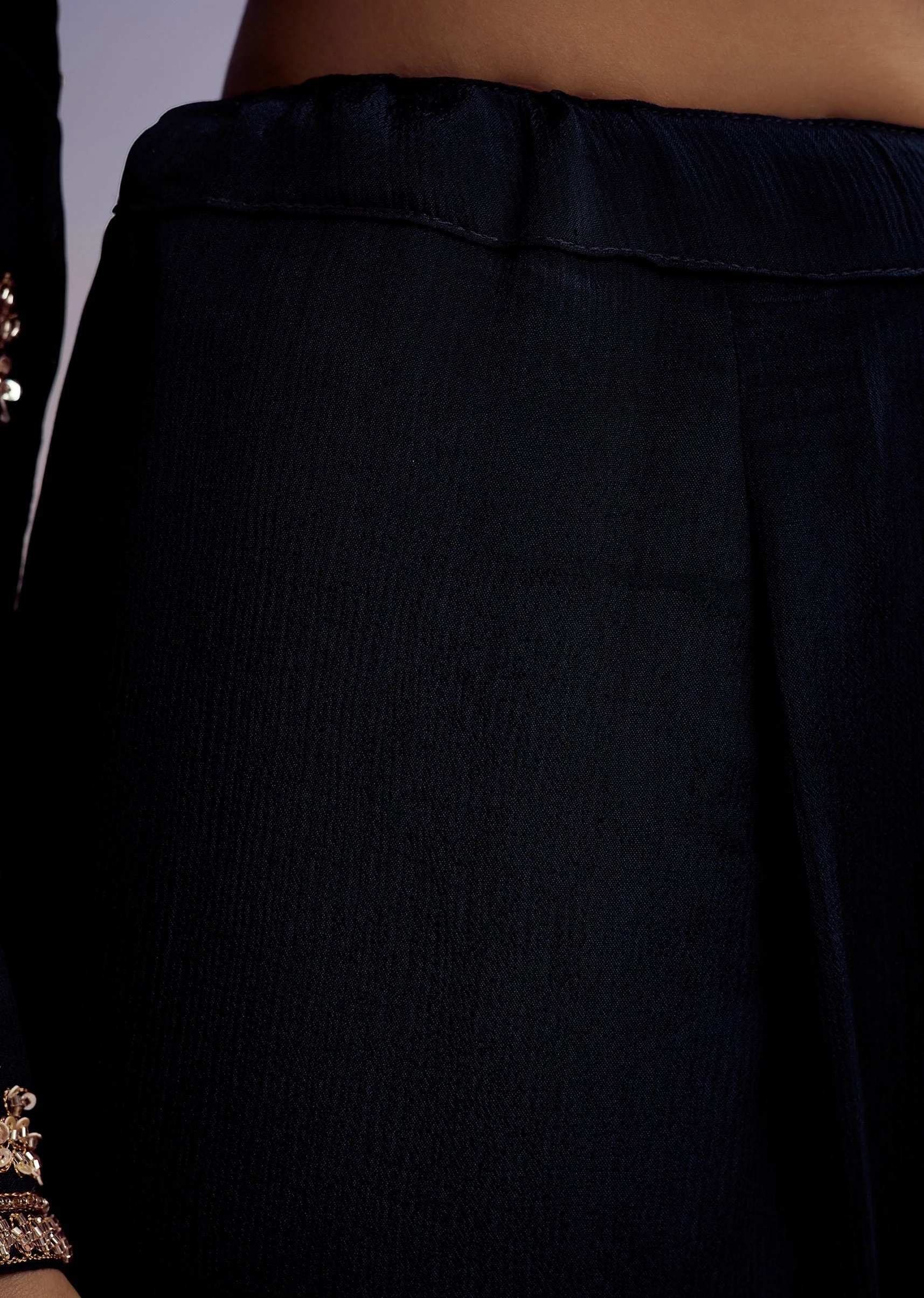 Navy Blue Chinon Sharara Suit With Cut Dana And Sequins Work - Image 6