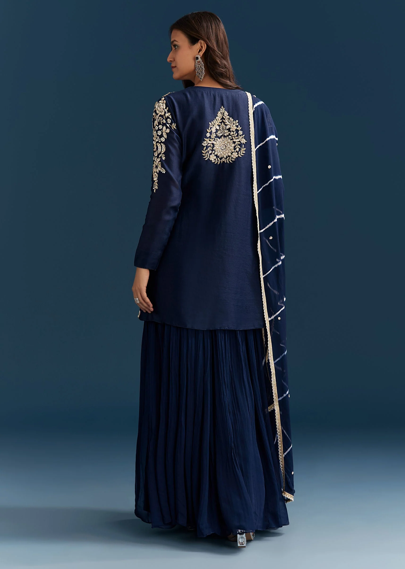 Navy Blue Set With Sequins And Cut Dana Embellished Kurta - Image 4