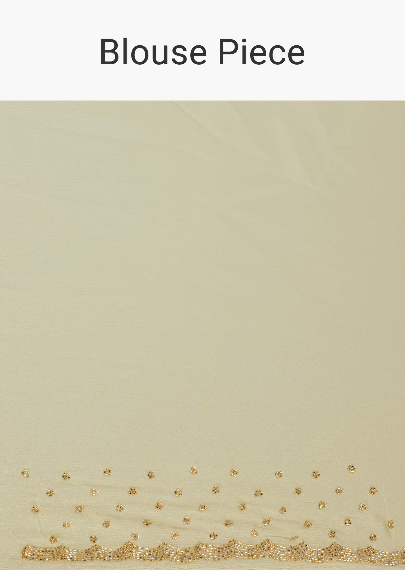 Off White Chinon Saree with Cutdana and Stone Work - Image 9