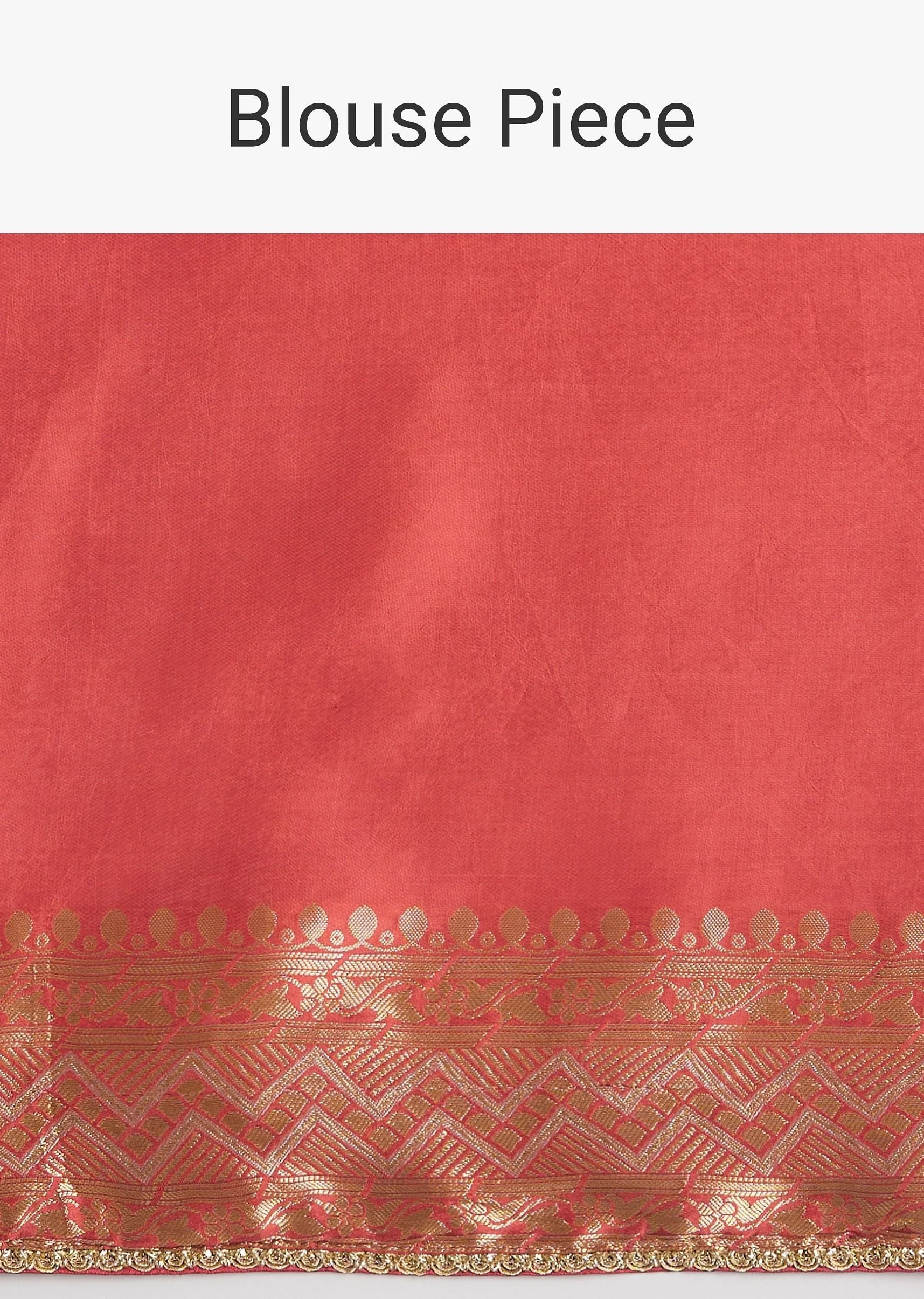 Peach Dola Silk Saree With Zari Work And Gota Patti Border - Image 10