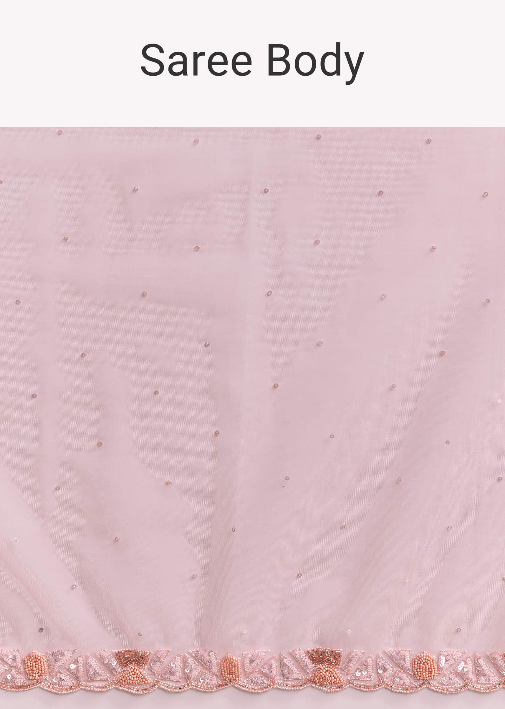 Peach Net Saree With Sequin Embroidery - Image 9