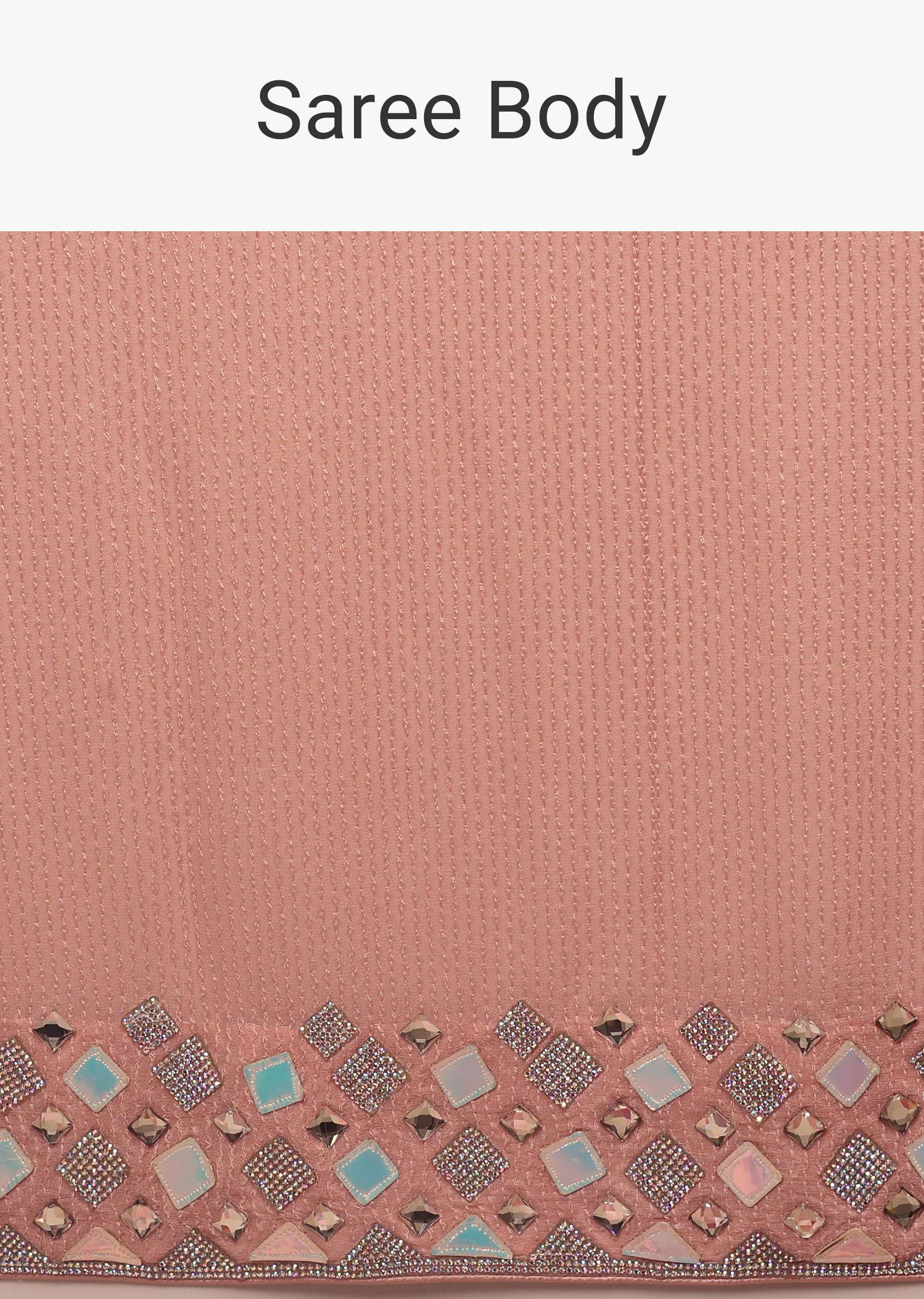 Peach Skin Saree With A Crop Top In Iridescent Foil Embellishment - Image 8