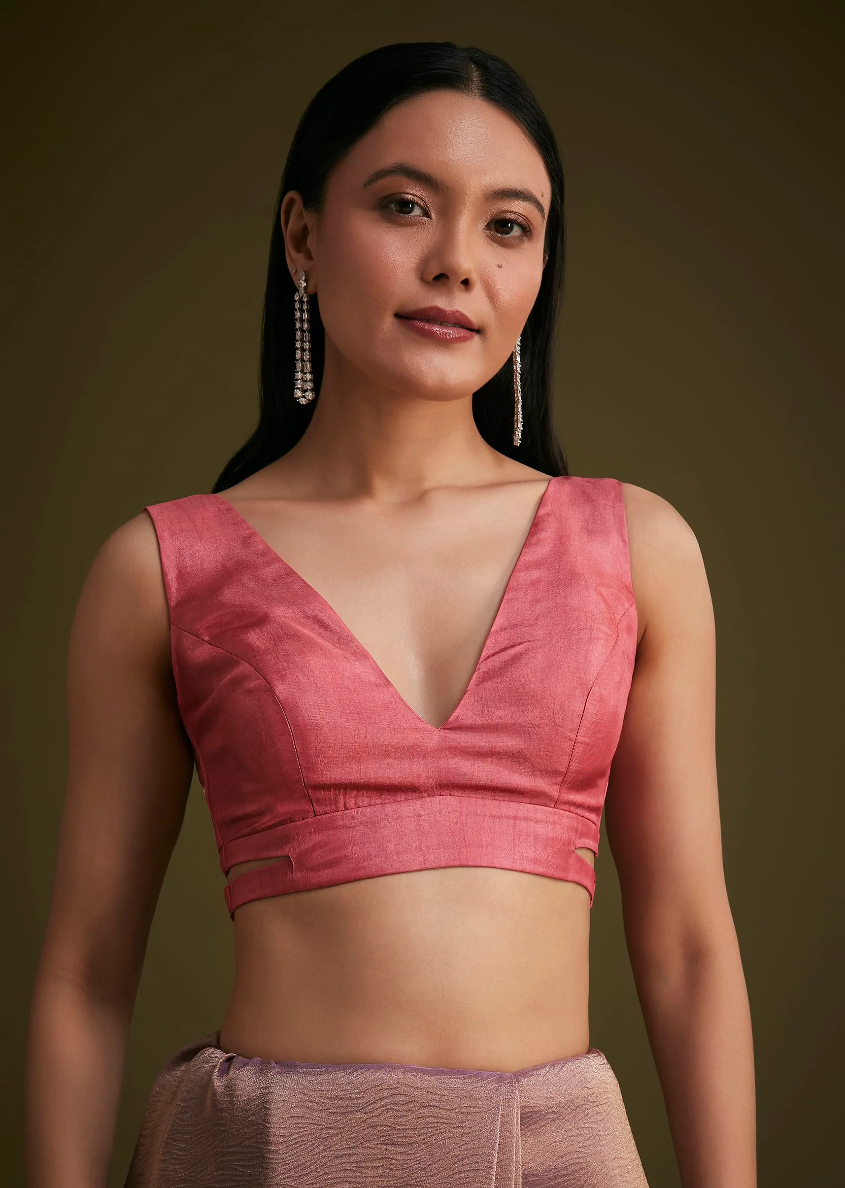 Peach Triple Shaded Tissue Saree - Image 7