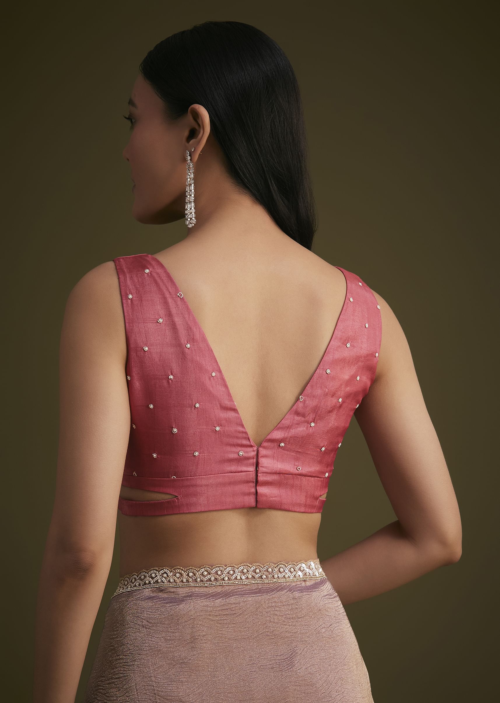 Peach Triple Shaded Tissue Saree - Image 8