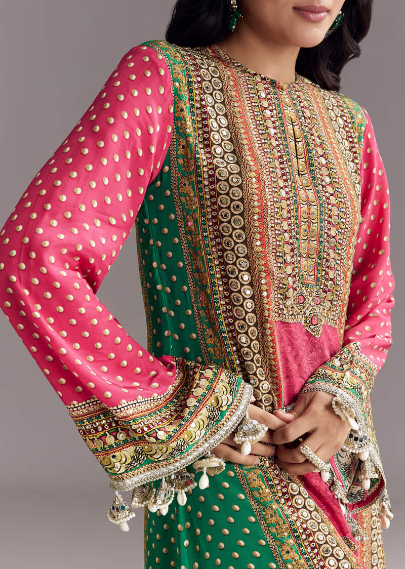 Pink Embroidered Kurta Dhoti Set - Image 2