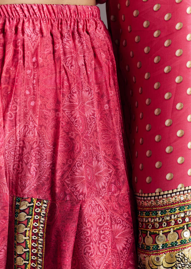 Pink Embroidered Kurta Dhoti Set - Image 6