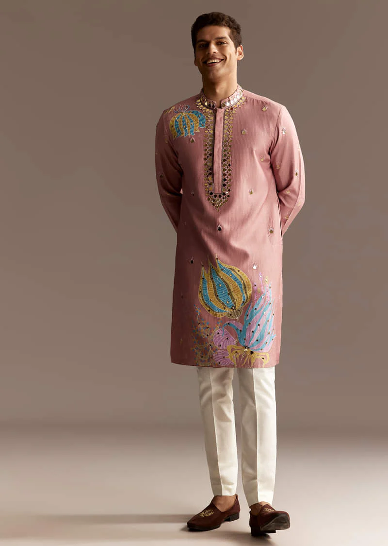 Pink Mirror Kurta Set - Image 5