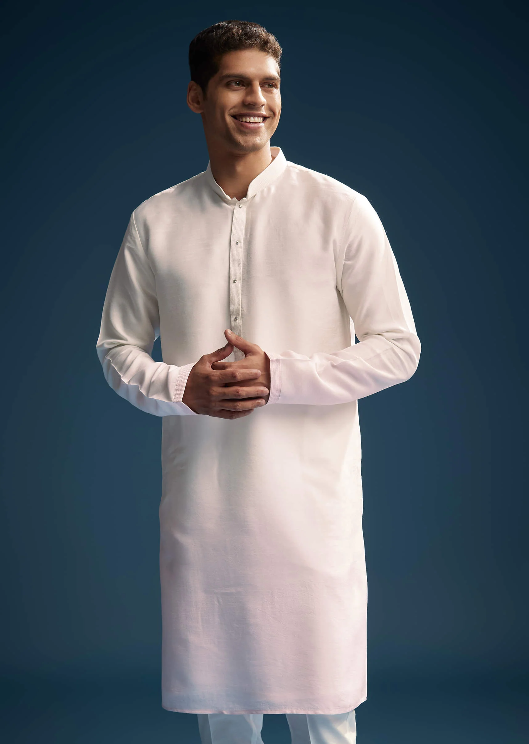 Pink Silk Kurta Jacket Set For Men With Mirror And Patch Work - Image 6