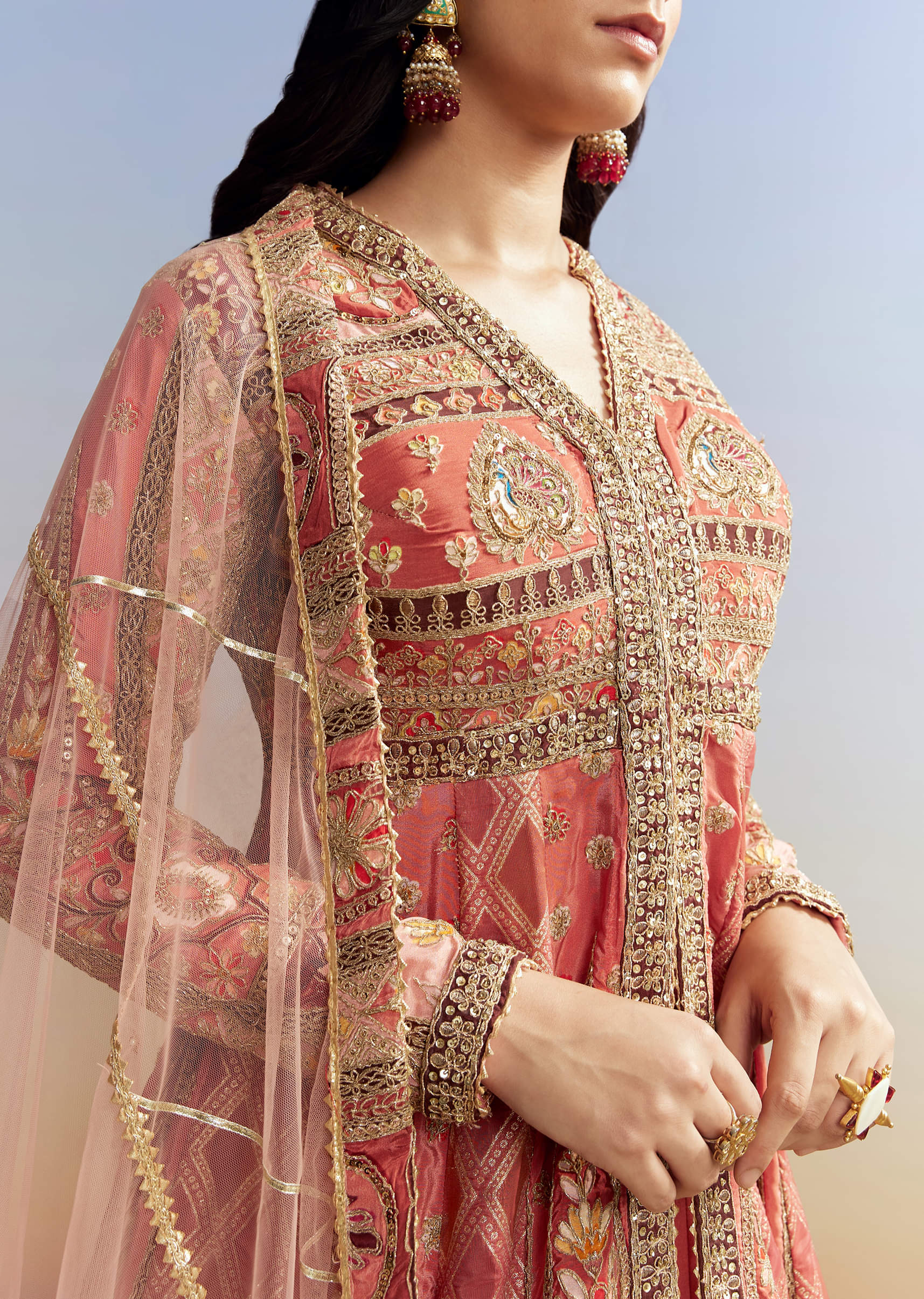 Pink Tissue Kurta Lehenga Set - Image 2
