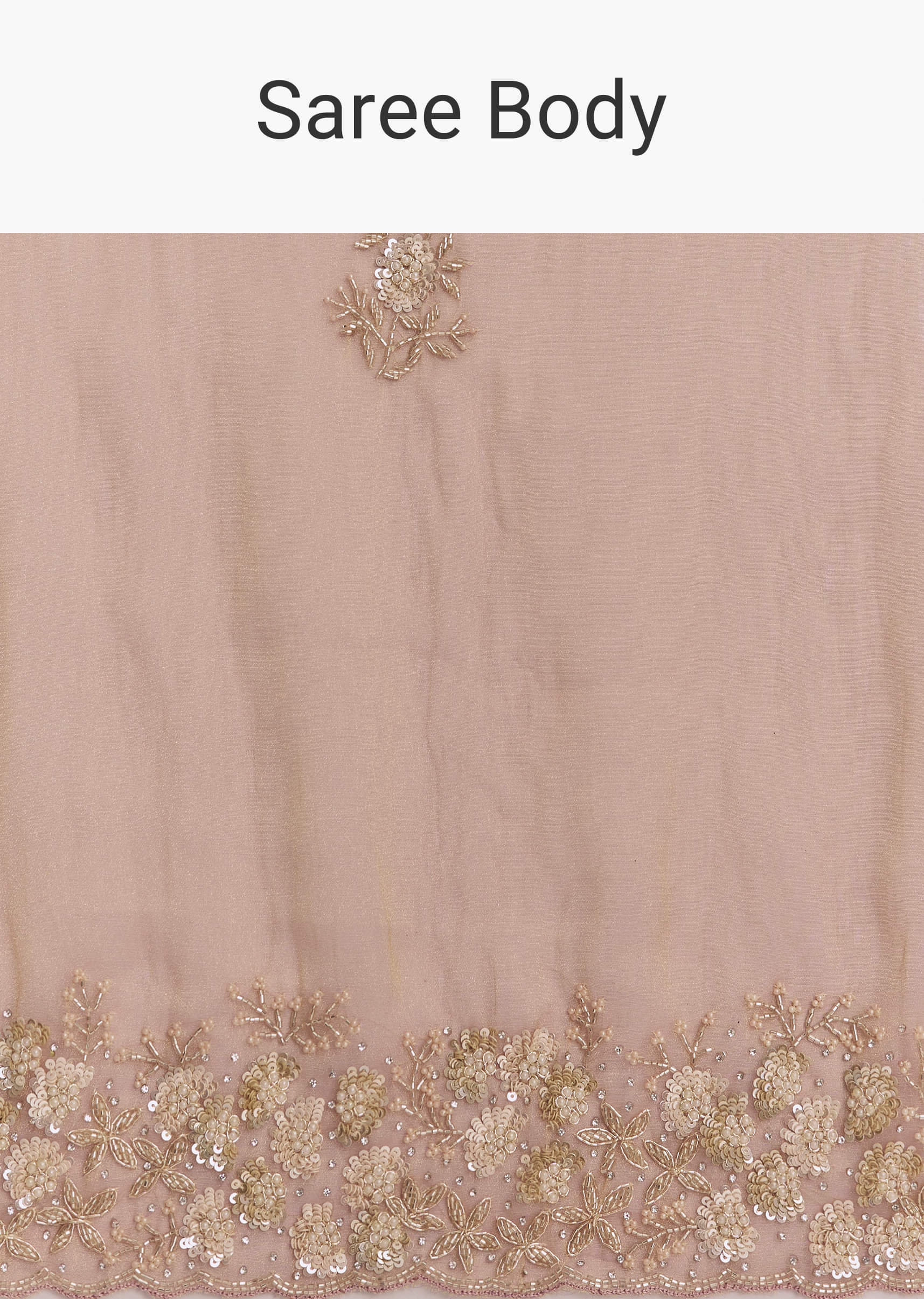 Pink Tissue Saree With Heavy Floral Embroidered Border - Image 8