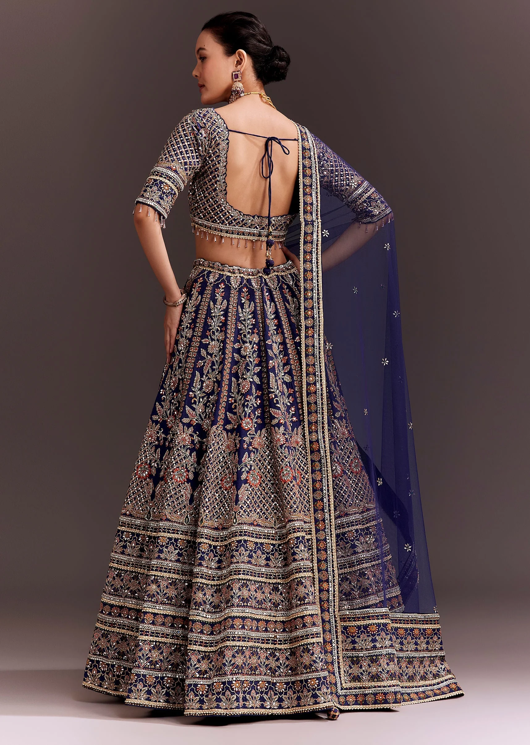 Purple Zari Embroidered Lehenga Set - Image 5