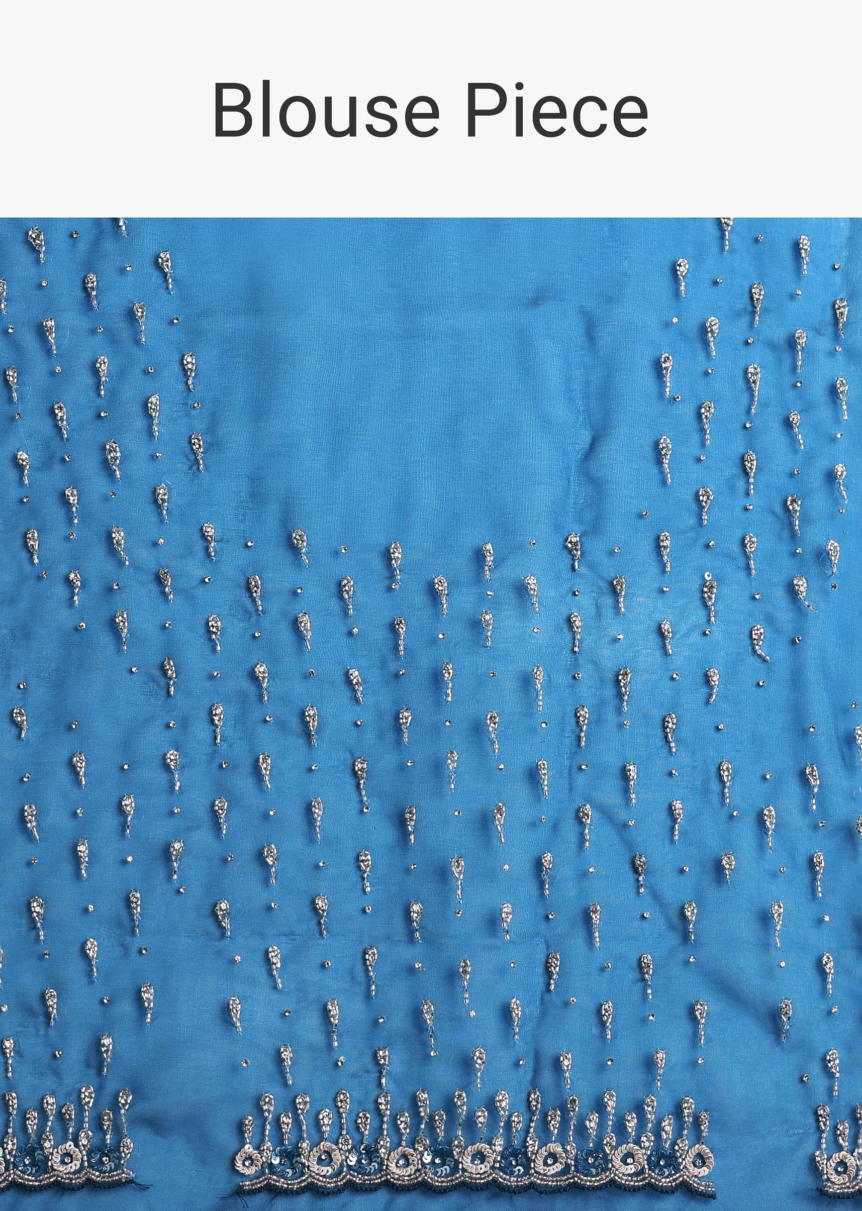 Sapphire Blue Organza Saree With Sequins And Cutdana Embellished Border - Image 10