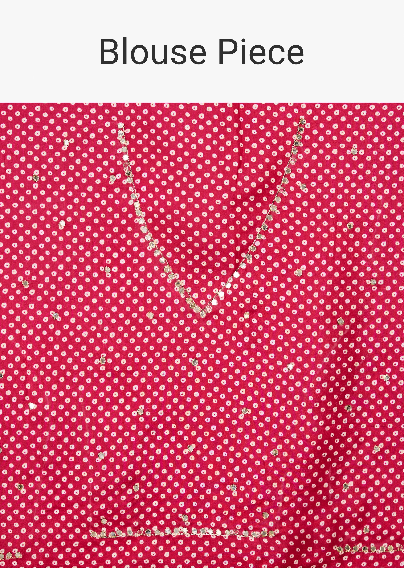 White And Pink Silk Saree With Lehariya And Bandhani Print - Image 9